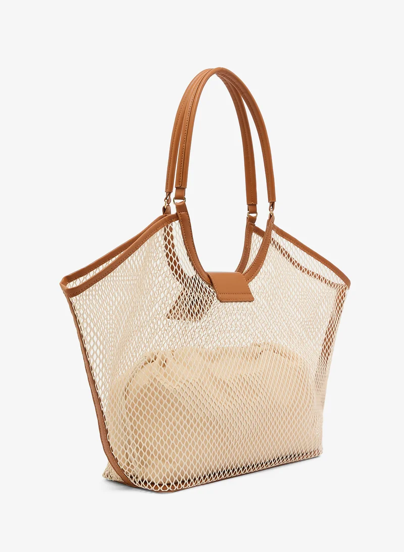 GLAMOROUS Cream Oversized Raffia Tote Bag