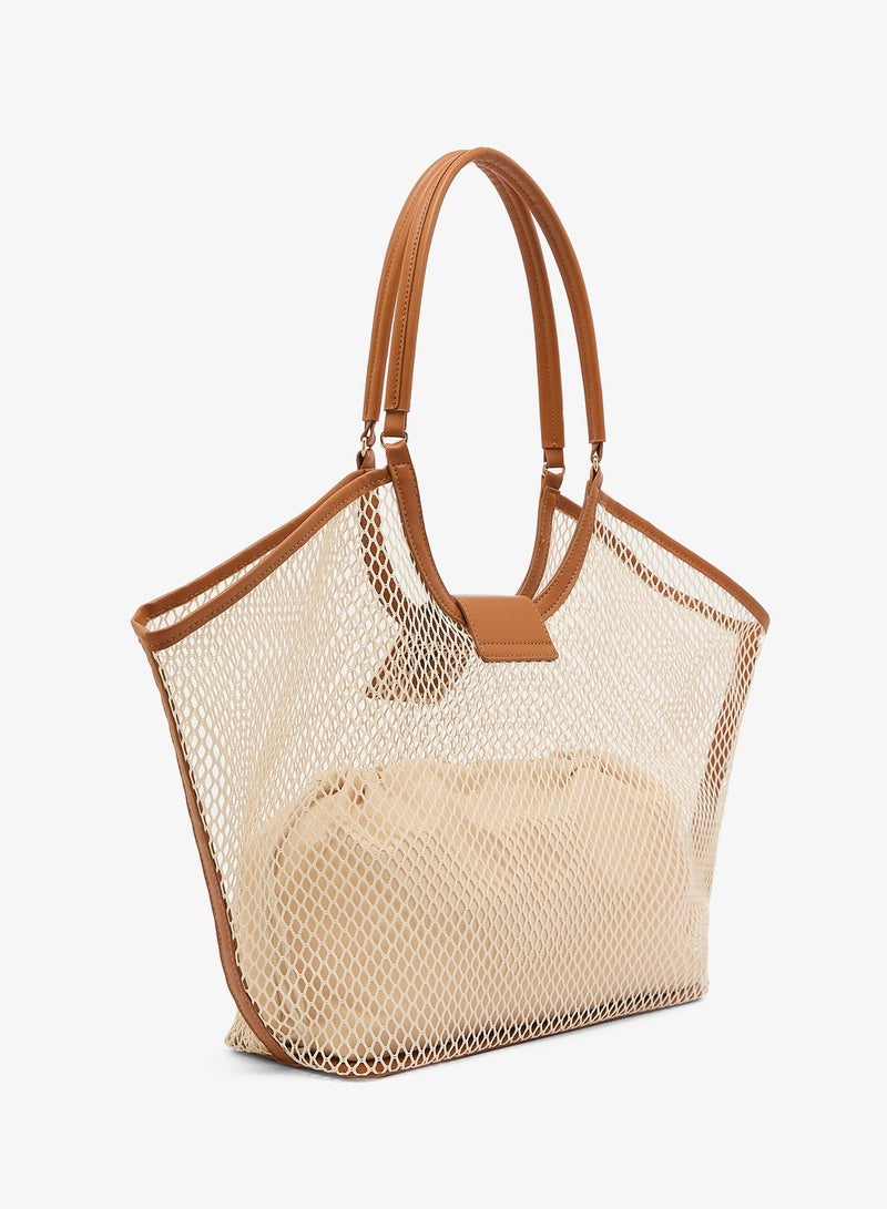 GLAMOROUS Cream Oversized Raffia Tote Bag - Image 3