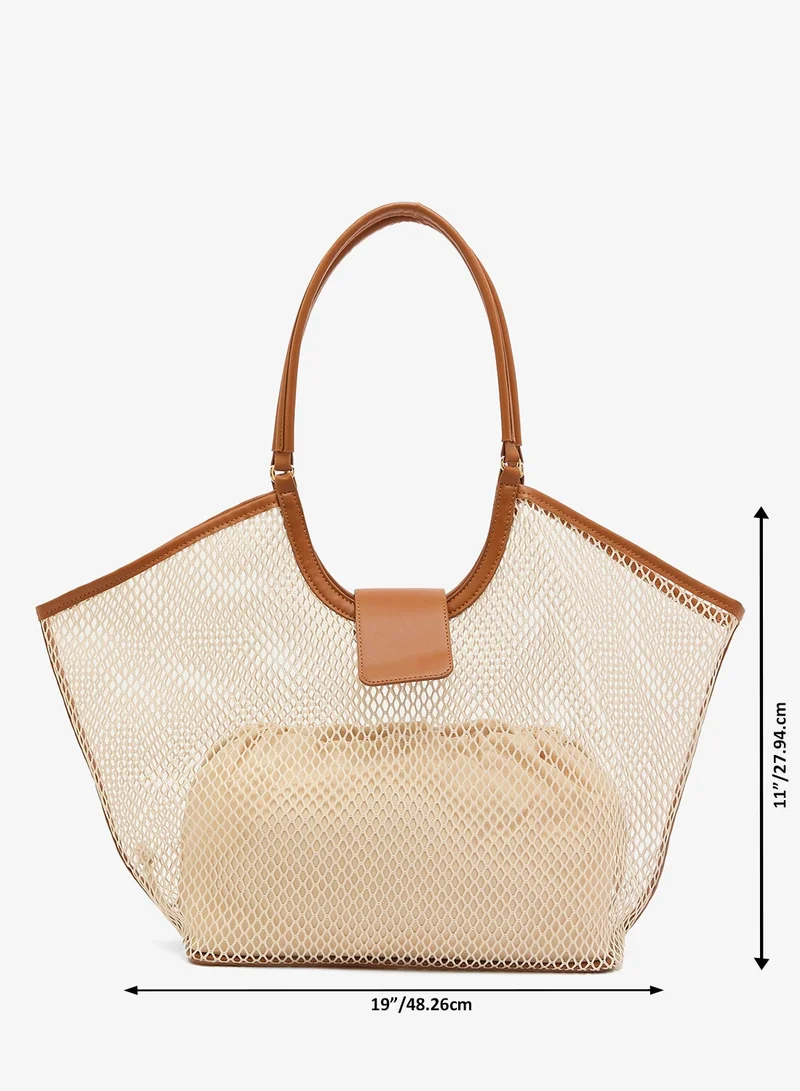 GLAMOROUS  Cream Oversized Raffia Tote Bag for Women | Best Price UAE