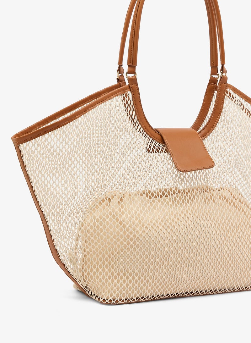 GLAMOROUS Cream Oversized Raffia Tote Bag - Image 4