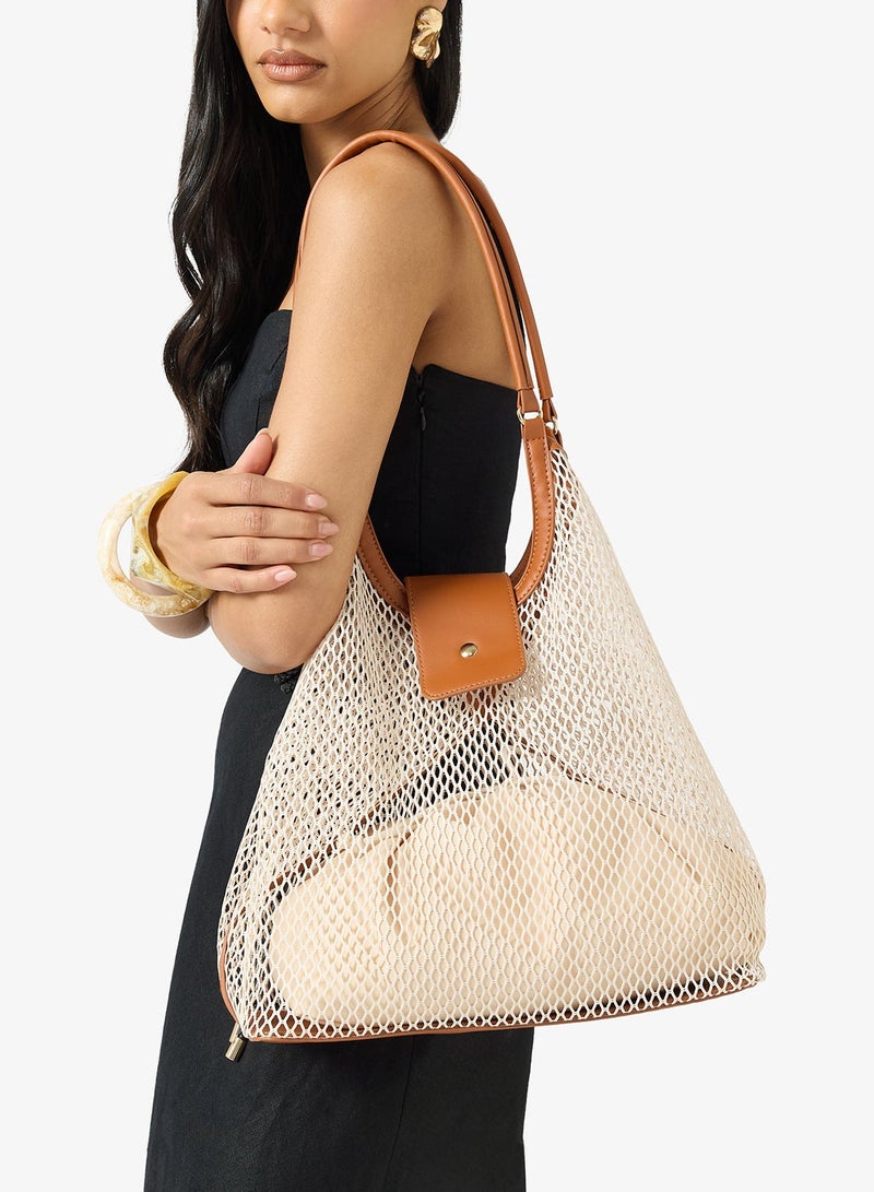 GLAMOROUS Cream Oversized Raffia Tote Bag - Image 1