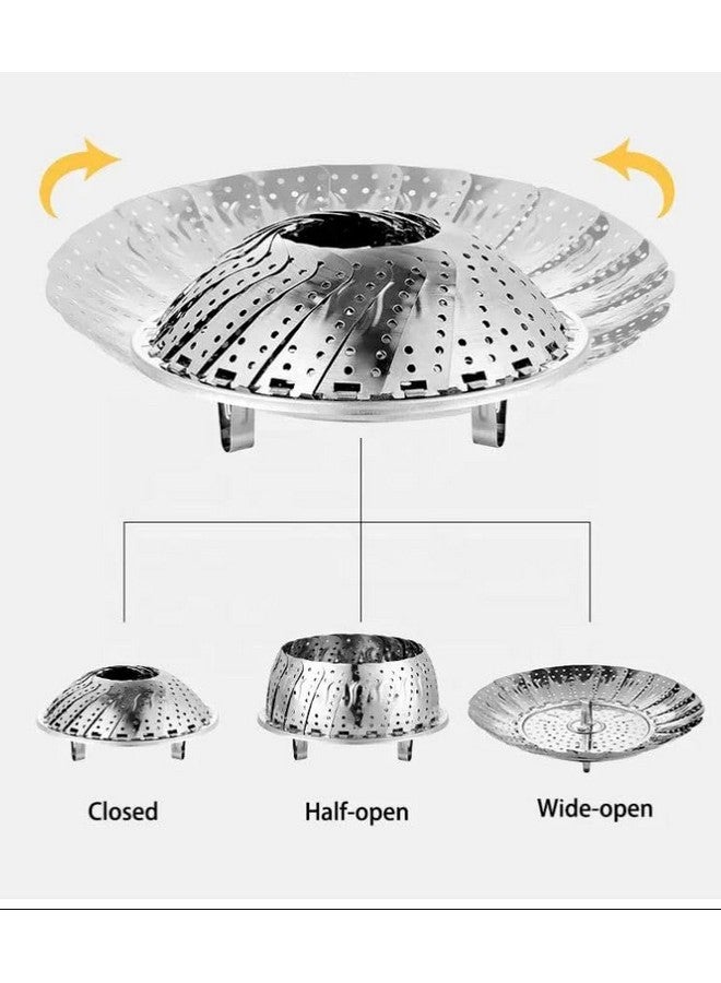 JUGTE Vegetable Steamer Basket Premium Stainless Steel Veggie Steamer Basket Folding Expandable Steamers to Fits Various Size Pot Stainless Steel Vegetable Steamer Basket - Adjustable & Collapsible Design (27 CM) - Image 3