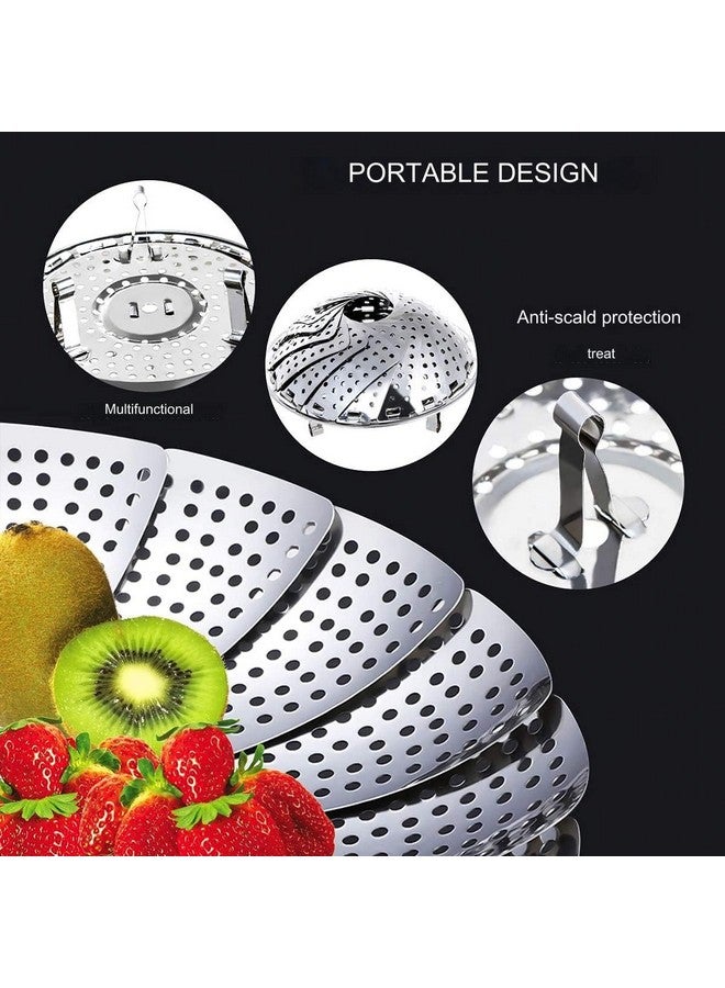 JUGTE Vegetable Steamer Basket Premium Stainless Steel Veggie Steamer Basket Folding Expandable Steamers to Fits Various Size Pot Stainless Steel Vegetable Steamer Basket - Adjustable & Collapsible Design (27 CM) - Image 5