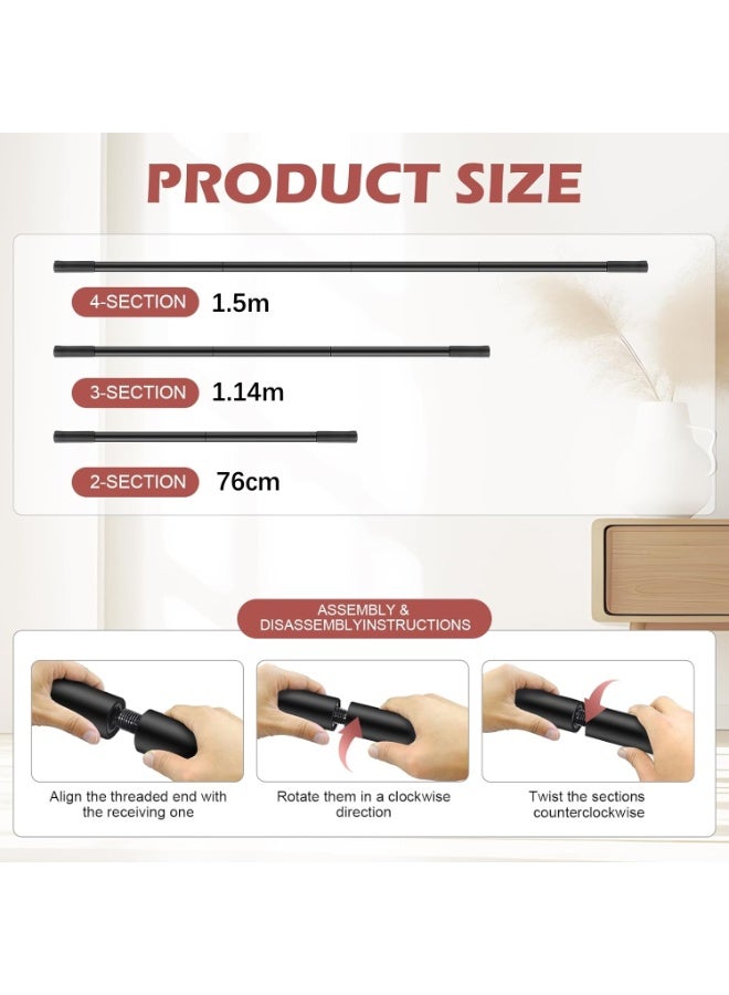 Nariele Yoga Stick - 1.5m Exercise Stick for Mobility, Stretching Stick with Non-Slip Ends, Exercise Dowel for Pilates, Balance Pole and Stretch Bar for Stretching Equipment - Image 2