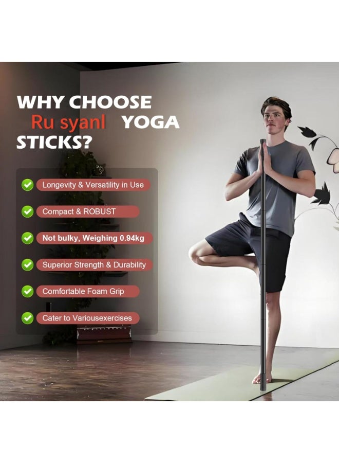 Nariele Yoga Stick - 1.5m Exercise Stick for Mobility, Stretching Stick with Non-Slip Ends, Exercise Dowel for Pilates, Balance Pole and Stretch Bar for Stretching Equipment - Image 3
