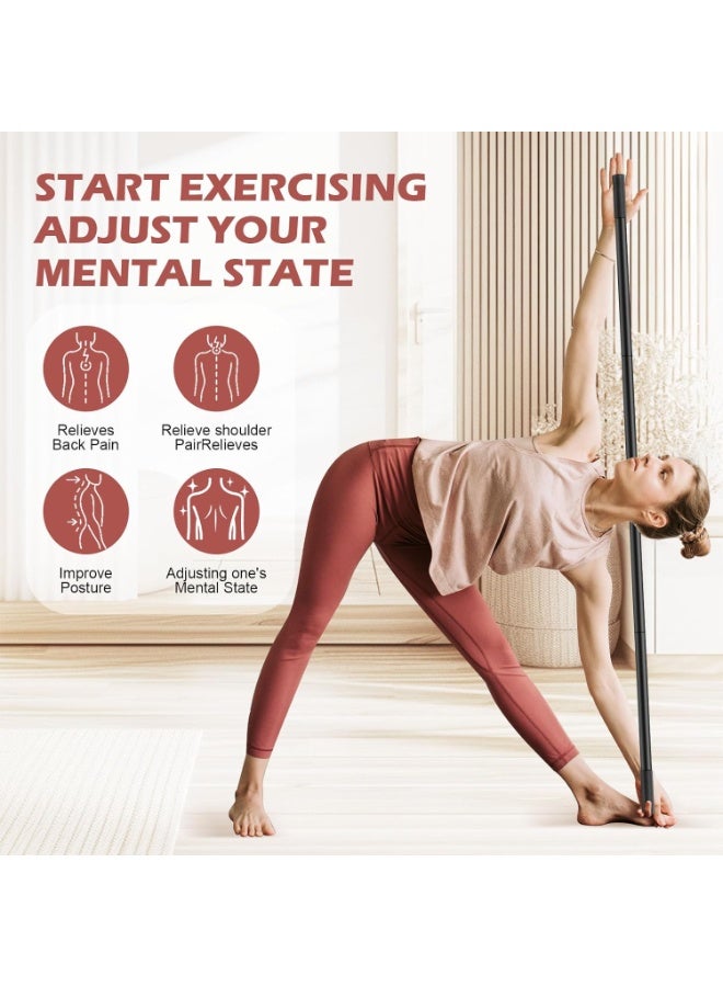 Nariele Yoga Stick - 1.5m Exercise Stick for Mobility, Stretching Stick with Non-Slip Ends, Exercise Dowel for Pilates, Balance Pole and Stretch Bar for Stretching Equipment - Image 4