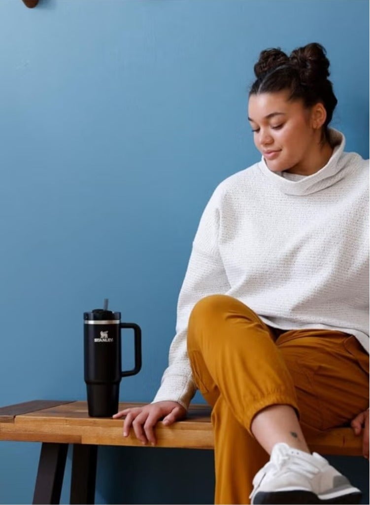 Stanley Quencher H2.0 FlowState Vacuum Insulated Tumbler – 40 oz Black Stainless Steel Travel Mug with Lid & Straw – Double-Walled Leakproof Design – Keeps Drinks Hot/Cold for Hours – Durable & Portable  - Image 2