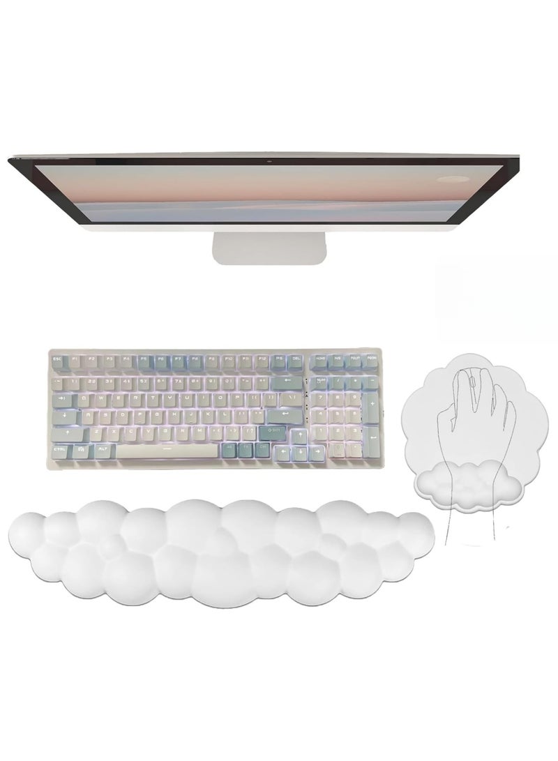 Rock Pow Cloud Mouse Pad with Wrist Rest Cloud Keyboard Wrist Rest Mouse Pad Wrist Support Ergonomic Keyboard Mouse Wrist Support - Image 1