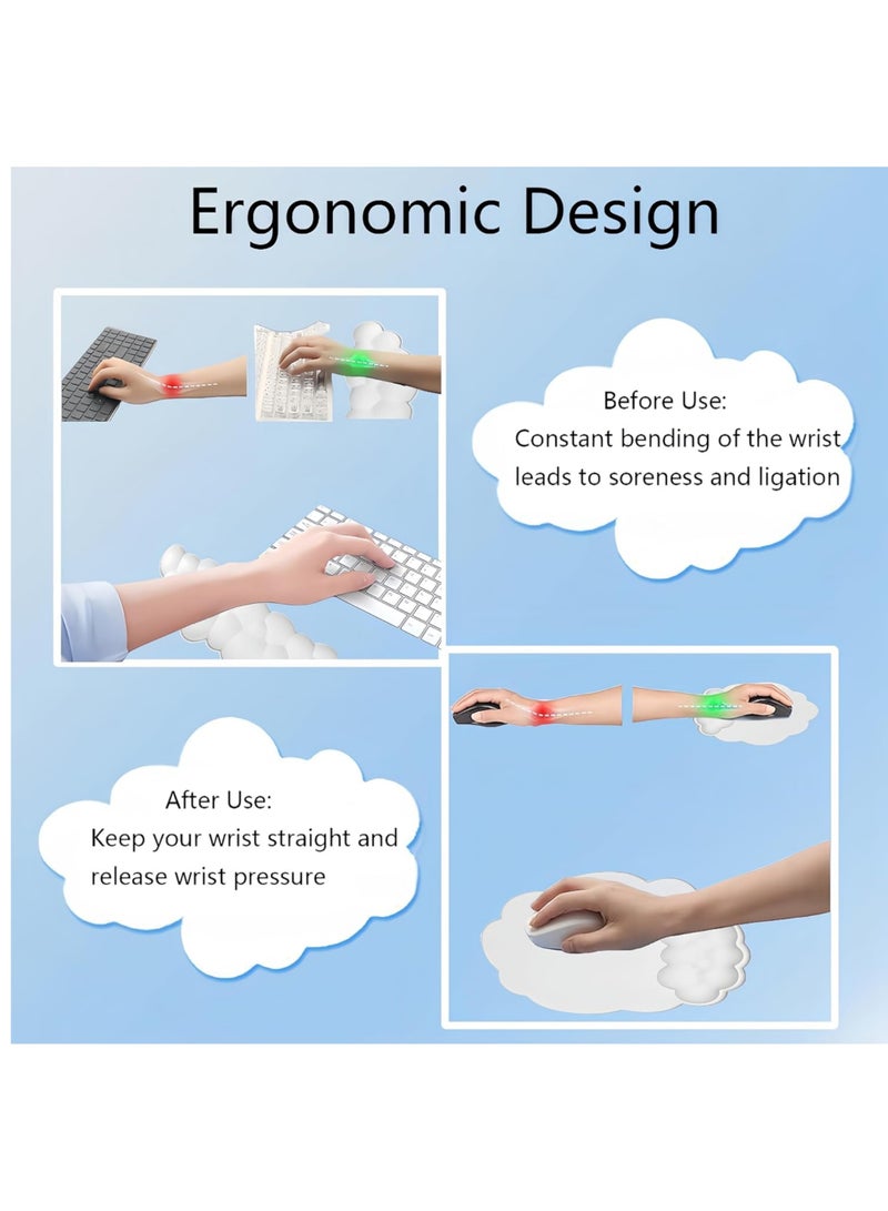 Rock Pow Cloud Mouse Pad with Wrist Rest Cloud Keyboard Wrist Rest Mouse Pad Wrist Support Ergonomic Keyboard Mouse Wrist Support - Image 2