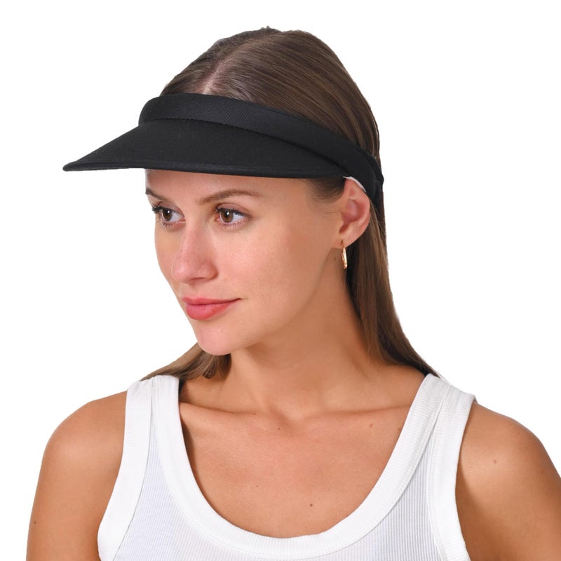 Kejea Sun Visors Hat Women Adjustable Wide Brim Black Sports Caps Men Outdoor Party Tennis Golf Running Beach Visor Hats (US, Numeric, 6 3/4, 7 1/2, Black) - Image 1