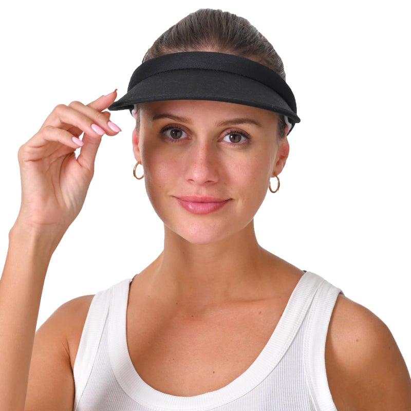 Kejea Sun Visors Hat Women Adjustable Wide Brim Black Sports Caps Men Outdoor Party Tennis Golf Running Beach Visor Hats (US, Numeric, 6 3/4, 7 1/2, Black) - Image 5