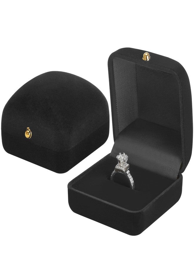 KUKUVR 2 Pieces Velvet Ring Box for Wedding Proposal Engagement, Small Jewelry Gift Box for Earrings Studs, Ring Holder Case for Women (Black) - Image 1