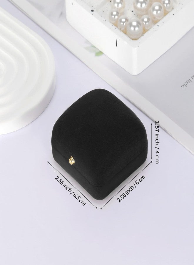 KUKUVR 2 Pieces Velvet Ring Box for Wedding Proposal Engagement, Small Jewelry Gift Box for Earrings Studs, Ring Holder Case for Women (Black) - Image 5