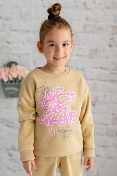 Zeyland Girl Pink Text Printed Sweatshirt