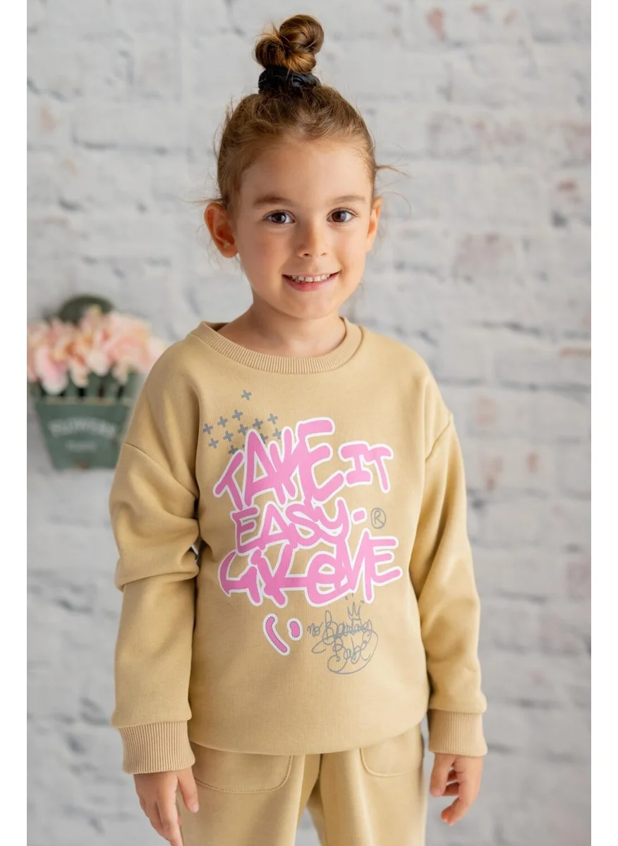 Zeyland Girl Pink Text Printed Sweatshirt