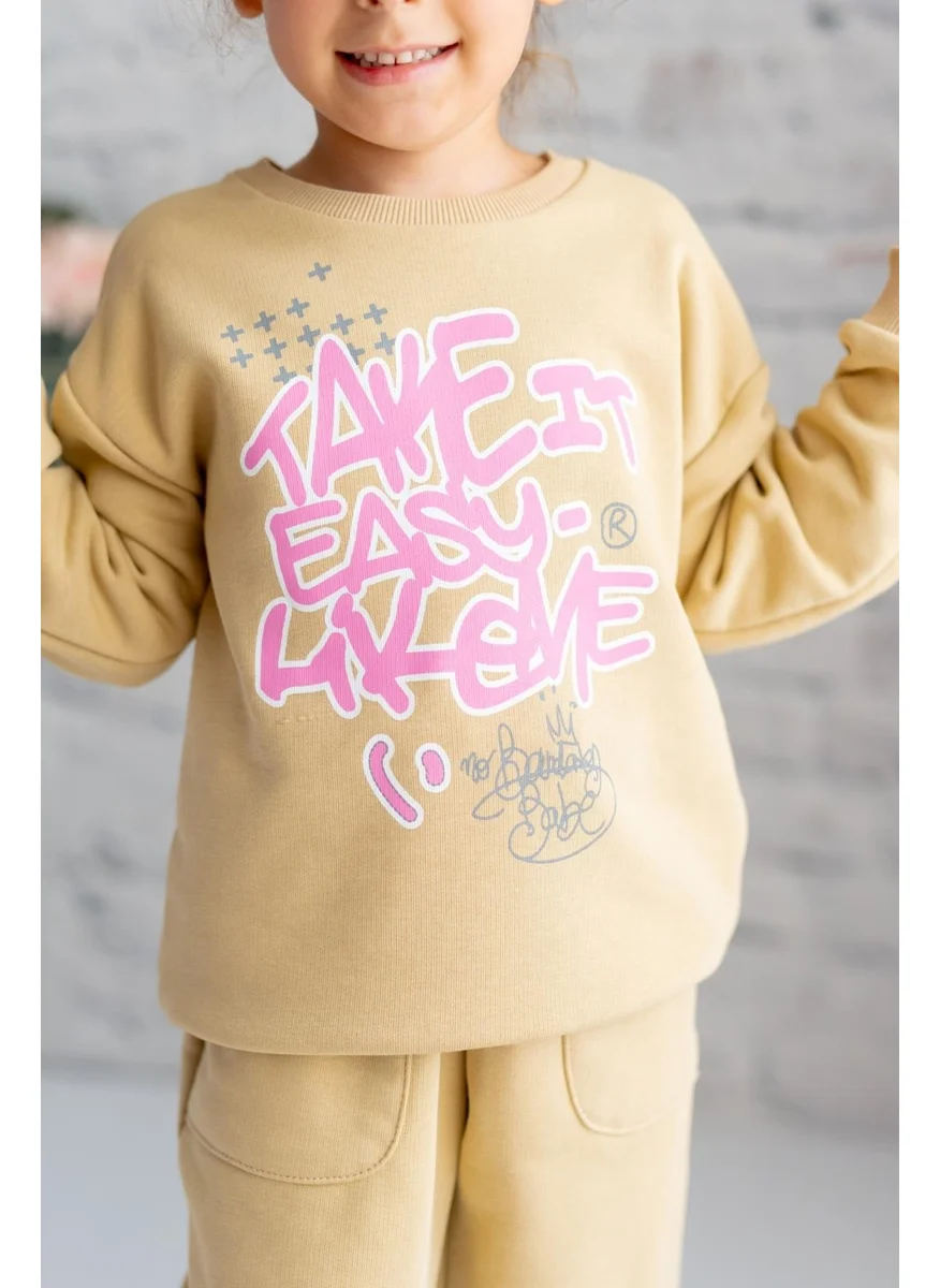 Zeyland Girl Pink Text Printed Sweatshirt