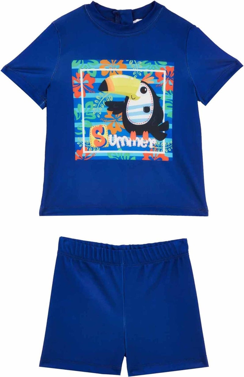 REMSA UV Protection Shorts T-Shirt Child Baby Sea Pool Swimsuit Clıve 5538 Dark Navy Blue  - Image 2