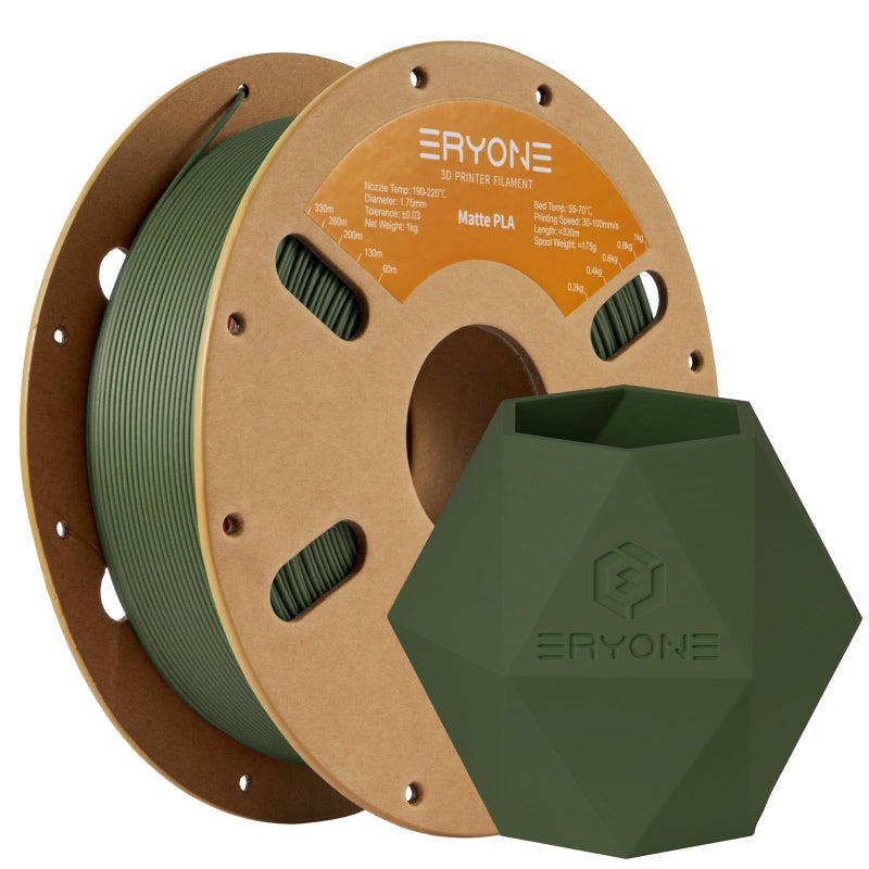 ERYONE Matte PLA Filament for 3D Printer Filament 175mm 003mm 1kg 22LBSSpool Olive Green