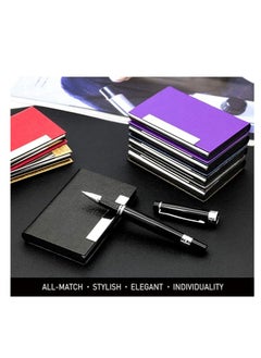 Generic Padike Business Card Holder, Business Card Case Professional PU Leather & Stainless Steel Multi Card Case,Business Card Holder Wallet Credit Card ID Case/Holder for Men & Women. (Blue)  - Image 4