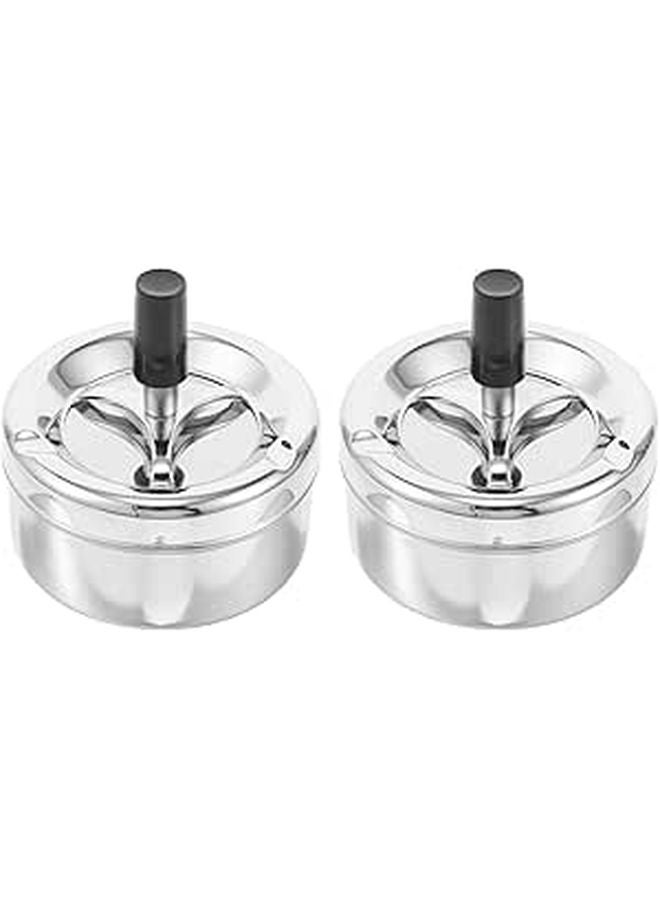 2 Pack Windproof Metal Ashtray With Push Down Lid For Indoor Outdoor Use - Image 1