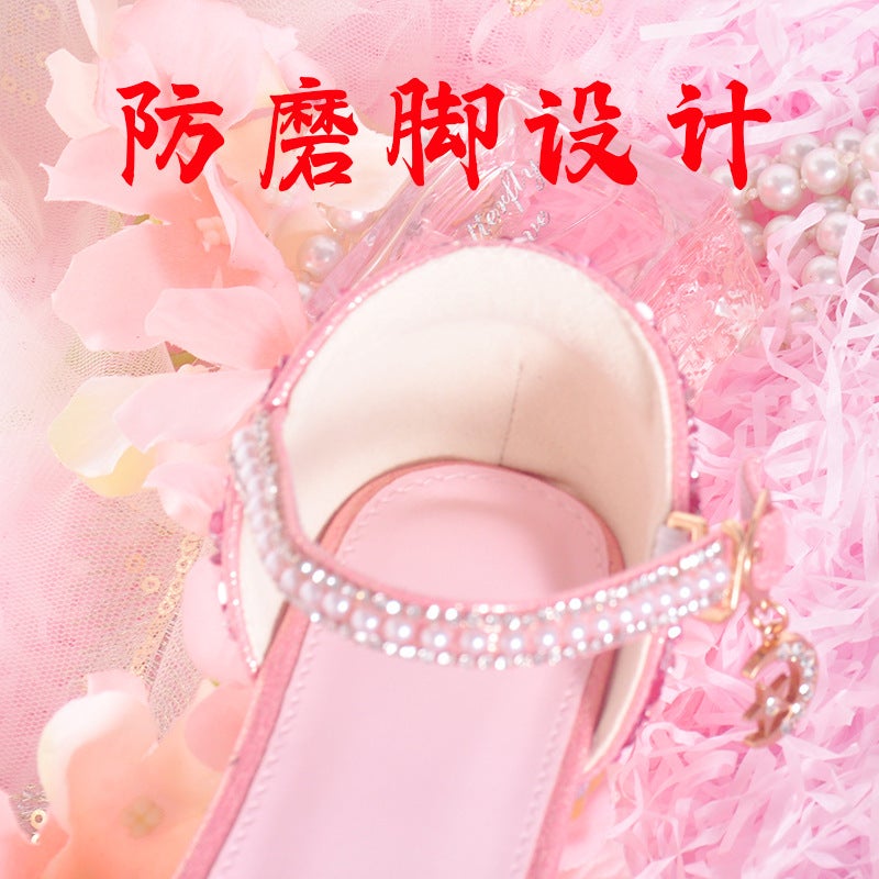 Princess Aisha Sandals 2024 Children Sandals Women Crystal Soft Sole High-End Girls High-Heeled Sandals - Image 5