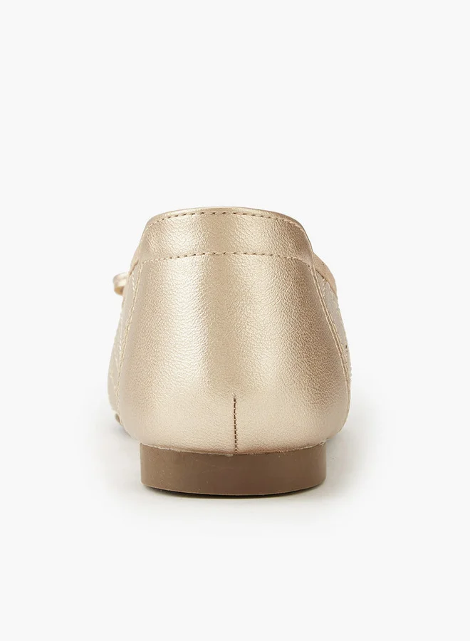 Flora Bella By Shoexpress Quilted Ballerina Shoes with Bow Detail