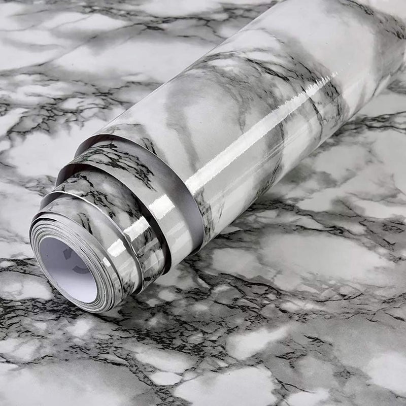 Yancorp 24x120White and Black Contact Paper Marble Wallpaper Wide Peel and Stick Countertops Backsplash for Kitchen Waterproof Renter Friendly Wallpaper Papel Tapiz para Pared - Image 2