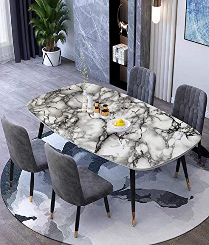 Yancorp 24x120White and Black Contact Paper Marble Wallpaper Wide Peel and Stick Countertops Backsplash for Kitchen Waterproof Renter Friendly Wallpaper Papel Tapiz para Pared - Image 3