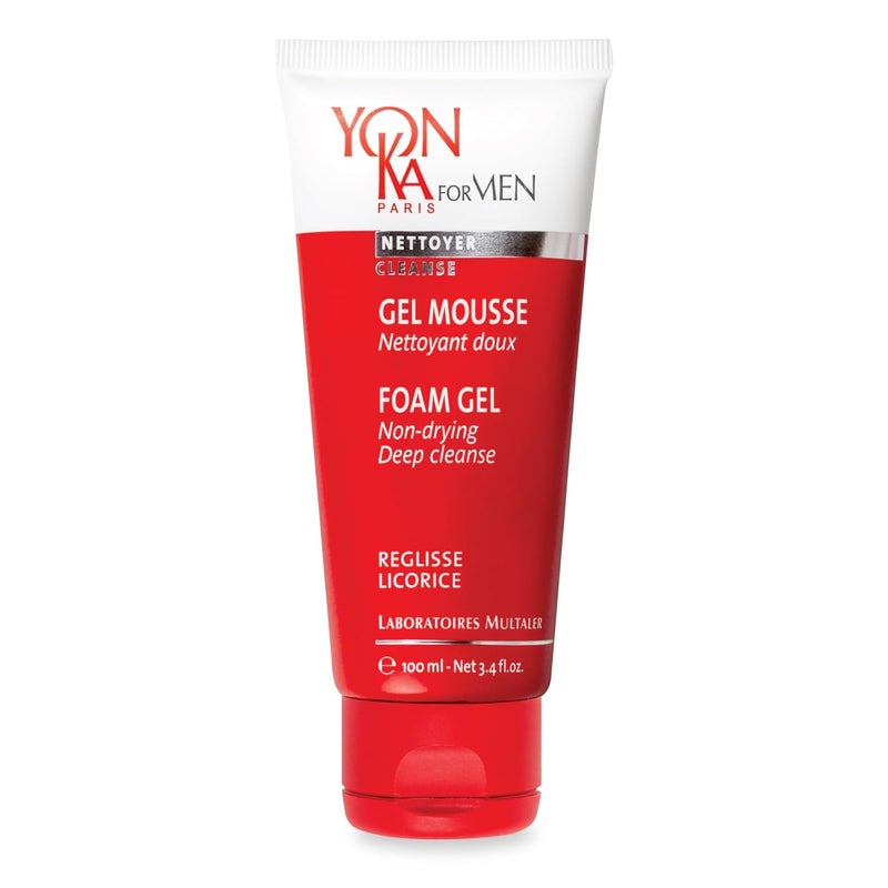 YonKa Mens Foam Gel Cleanser 100ml Moisturizing Face Wash for Deep Clean Remove Oil and Buildup with Liquorice for Daily Cleansing