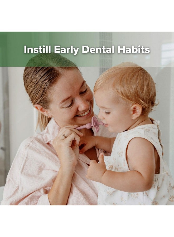 هاكا فرشاة أسنان هاكا 360 درجة للأطفال مع قاعدة شفط - تنظيف لطيف لتدريب الطفل على تنظيف أسنانه بنفسه، مصنوعة من السيليكون الآمن غذائيًا، مع درع أمان قابل للتعديل - لون وردي باهت (قطعة واحدة) - Image 2