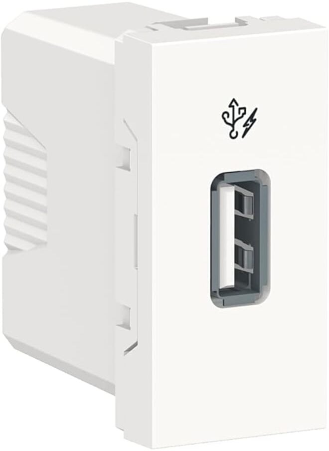Schneider Electric - جديد يونيكا - شاحن يو اس بي 1 امبير - 1 وحدة - نوع ايه - ابيض - Image 1