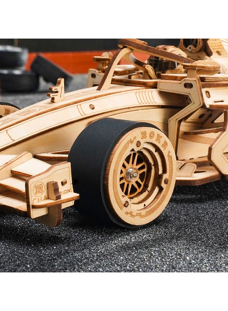 روكر سيارة سباق الفورمولا 1 أحجية خشبية ثلاثية الأبعاد للكبار، سيارة سباق خشبية ثلاثية الأبعاد، مجموعة نماذج سيارات للبناء - Image 5