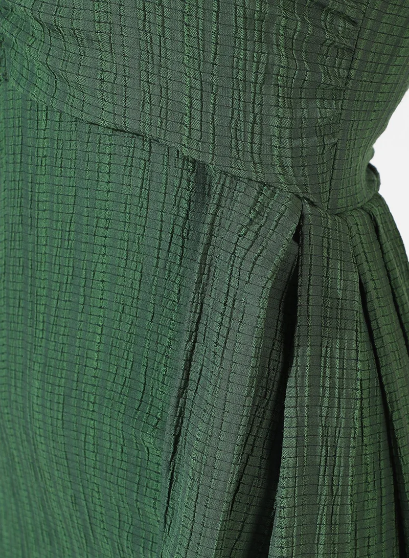 PINACOLADA Women's Solid Forest Green Ruched Dress With Trail For Casual Wear | SleeveLess | Mini Length | Polyester Blend | Dress Crafted With Comfort Fit For Everyday Wear