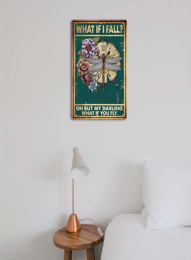 Fmcmly Vintage Tin Signs What If I Fall Dragonfly Decoration Hippie Boho Art Poster Fall Sign Home Kitchen Office Bedroom Cafes Wall Decor 8x12 Inch - Image 4