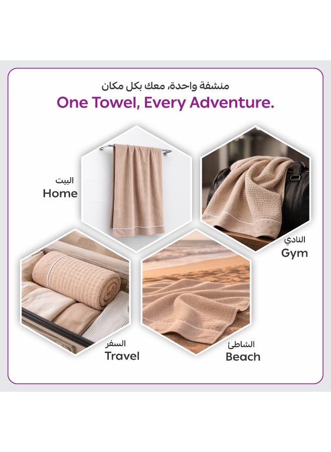دوناتيلا مناشف يد (عبوة من 4 قطع، 50 × 90 سم) – مايكروفايبر 310 GSM بنسيج وافل – فائقة النعومة وعالية الامتصاص وسريعة الجفاف، خفيفة الوزن بلون سادة للحمام، الجيم، السبا والسفر. - Image 4