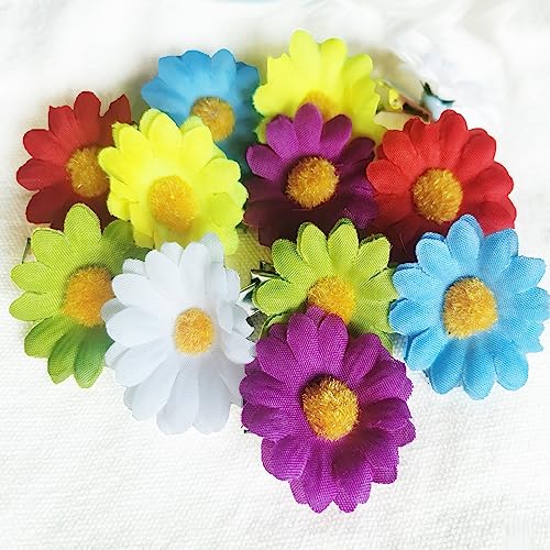 Backgarden 12pcs Womens Multi-colored Sweet Daisy Hair Clips Mini Sun Flower Hairpins Hair Accessory for Bridesmaid Wedding Photography (Multi-colored) - Image 1