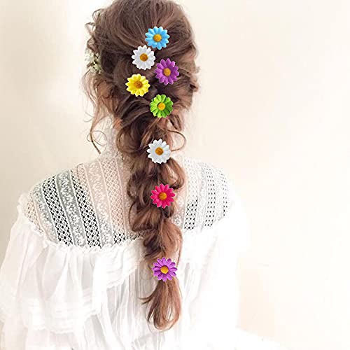Backgarden 12pcs Womens Multi-colored Sweet Daisy Hair Clips Mini Sun Flower Hairpins Hair Accessory for Bridesmaid Wedding Photography (Multi-colored) - Image 5
