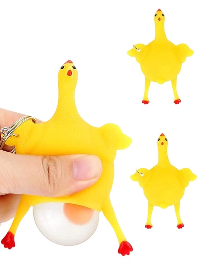 2pcs مضحك المطاط الدجاج سلاسل المفاتيح الابتكار وضع البيضة الدجاج الإجهاد الإغاثة الألعاب لتهوية الغضب,الإفراج عن الإجهاد - Image 1