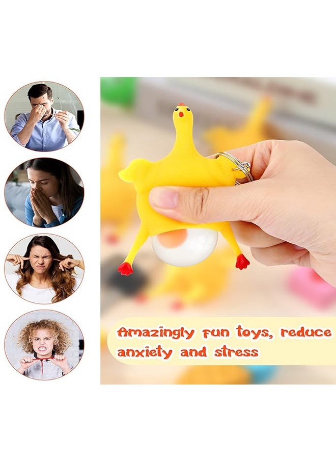 2pcs مضحك المطاط الدجاج سلاسل المفاتيح الابتكار وضع البيضة الدجاج الإجهاد الإغاثة الألعاب لتهوية الغضب,الإفراج عن الإجهاد - Image 3