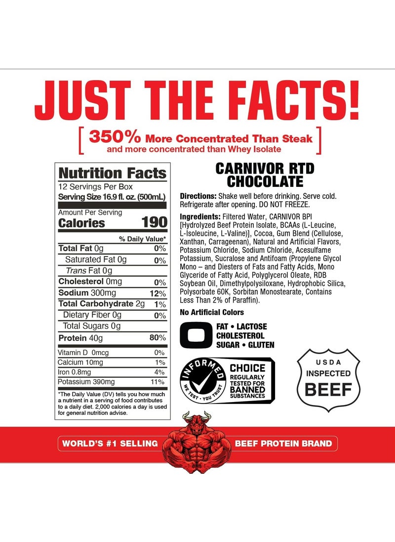 MUSCLEMEDS Carnivor RTD Pure Beef Protein Isolate Shake Vanilla Cupcake 500ml Pack of 12  - Image 3