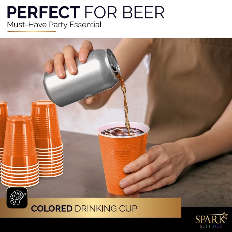 Amcrate Disposable Plastic Cups  Orange Colored Plastic Cups  18-Ounce Plastic Party Cups  Strong and Sturdy Disposable Cups for Party  Wedding  Christmas  Halloween Party Cup  50 Pack - Image 4