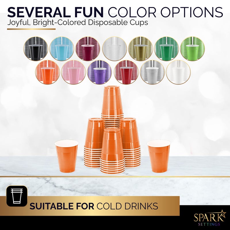 Amcrate Disposable Plastic Cups  Orange Colored Plastic Cups  18-Ounce Plastic Party Cups  Strong and Sturdy Disposable Cups for Party  Wedding  Christmas  Halloween Party Cup  50 Pack - Image 2