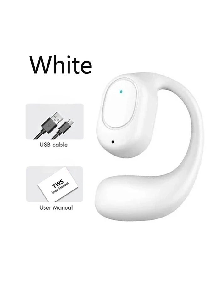 AROAQ Wireless Headphone, Fashionable Bluetooth TWS Earphone, Noise Canceling Bone Conduction Handsfree, Single Ear Earbud With Microphone For Driving, Sports And Playing Games, (1pc, White) - Image 1