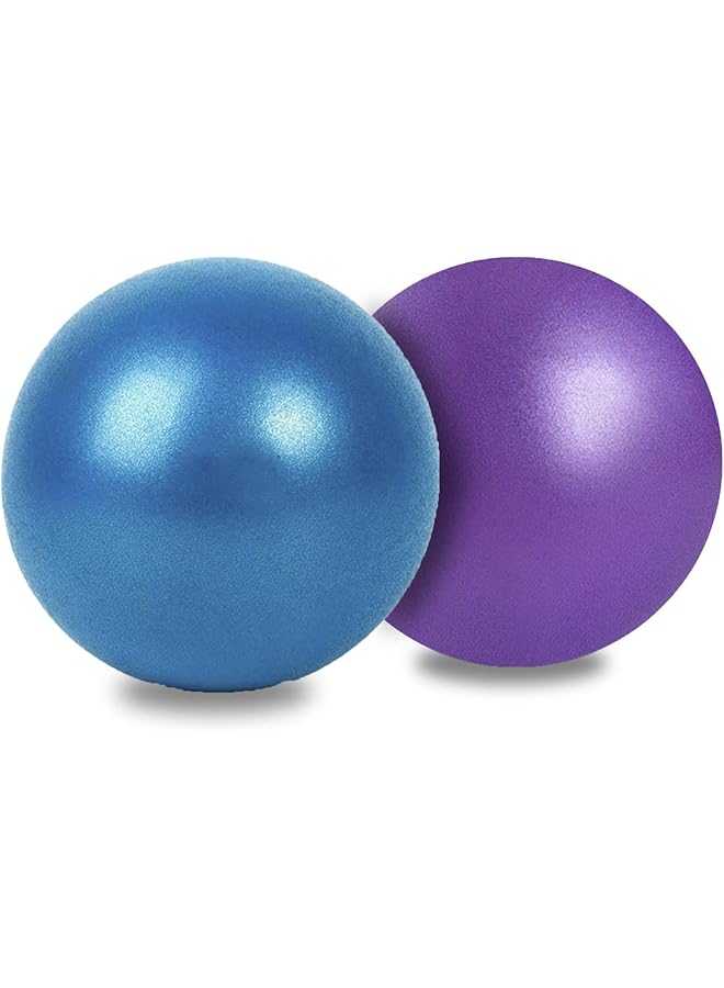 PROMASS 2 Pack Mini Exercise Barre Ball 9 Inch for Yoga,Pilates,Stability Therapy, Body Balance Physical Core Training Gym Anti Burst and Slip Resistant Balls with Inflatable Straw Purple Blue  - Image 1