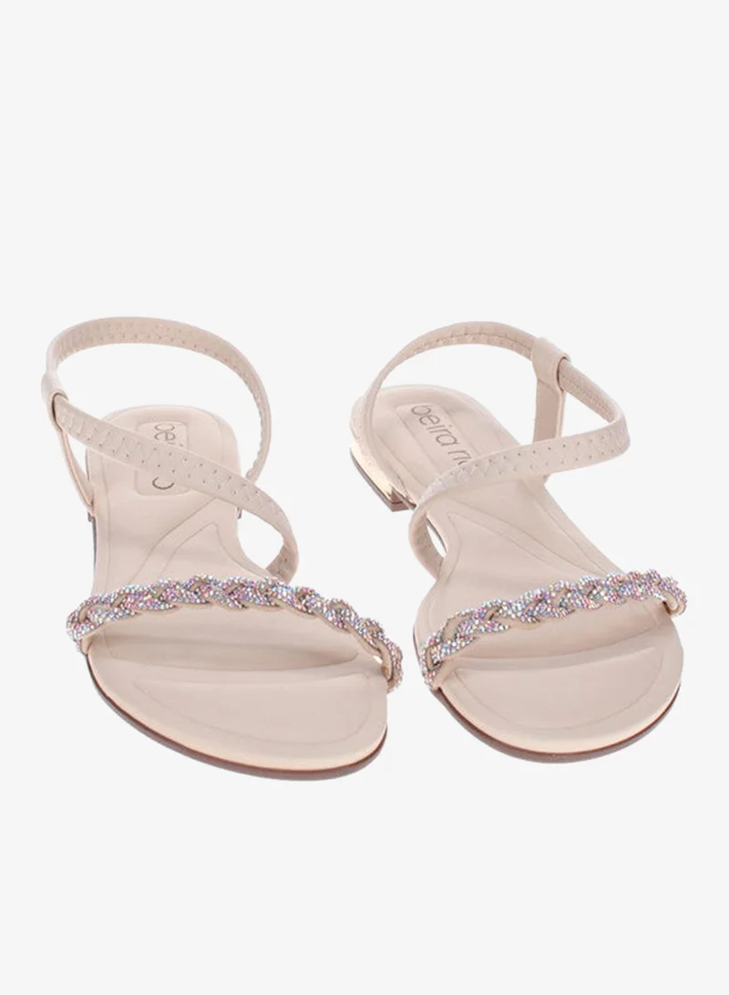 Beira Rio Cream Flat Sandals for Women – Stylish Ladies Flat Sandals & Comfortable Flat Slippers for Women | Best Price UAE