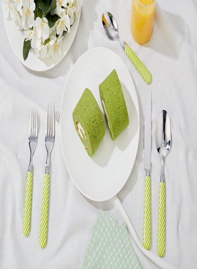 ANNOVA Silverware Set Stainless Steel Colorful Tableware Kitchen Flatware Set Utensils, Includes Dinner Knives, Forks, Spoons, Salad Forks & Dessert Spoons (Light Green, 20 Pieces) - Image 2