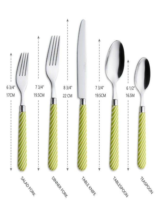 ANNOVA Silverware Set Stainless Steel Colorful Tableware Kitchen Flatware Set Utensils, Includes Dinner Knives, Forks, Spoons, Salad Forks & Dessert Spoons (Light Green, 20 Pieces) - Image 3