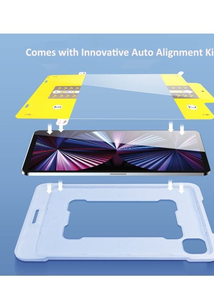 واي آند دي واقي شاشة متوافق مع iPad Air 4/5 Generation 10.9 inch / Pro 11 ، مجموعة سهلة التركيب بغشاء زجاجي مقوى بدرجة عسكرية خالية من الفقاعات صديقة للحالة محاذاة تلقائية - Image 4