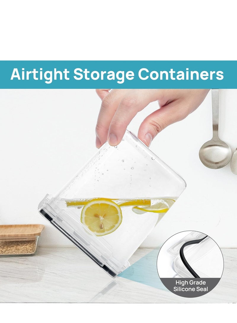 كينجمازي حاويات تخزين طعام محكمة الغلق مع أغطية، 15 قطعة من عبوات التخزين البلاستيكية لتنظيم المطبخ والمخزن، حاويات طعام جافة للدقيق والسكر والحبوب - Image 3
