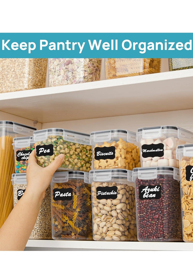 كينجمازي حاويات تخزين طعام محكمة الغلق مع أغطية، 15 قطعة من عبوات التخزين البلاستيكية لتنظيم المطبخ والمخزن، حاويات طعام جافة للدقيق والسكر والحبوب - Image 4